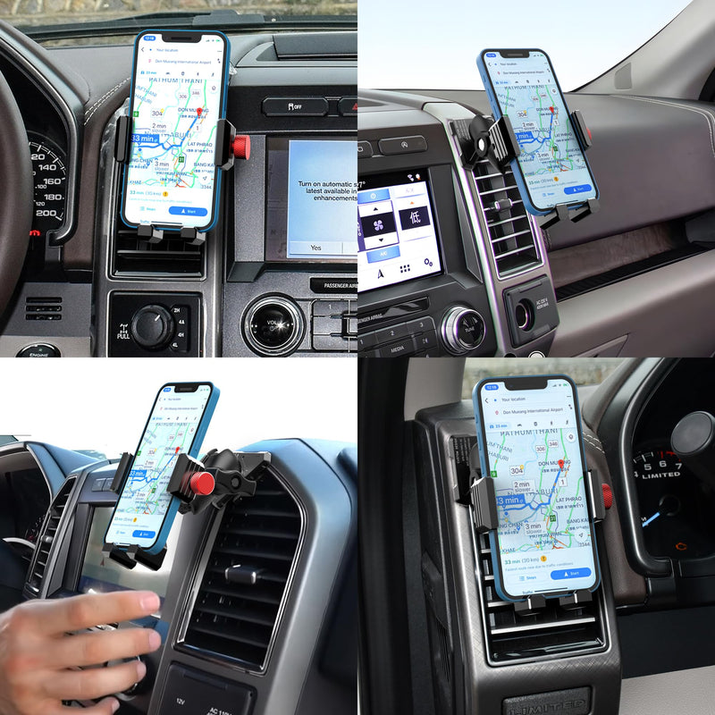 Upgraded Vent Aluminum Phone Mount for Ford F-150 2015-2020, Expedition 2018-2021, Super Duty 2017-2021, F150 Vent Phone Holder with Full Metal Arm 20x Super Strong Phone Stand for all Smartphones Ford F-150 Vent Phone Mount (2015-2020)