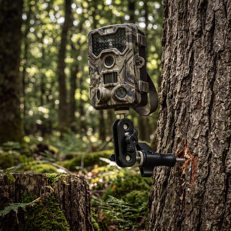 2 Pack Trail Camera Tree Mount Brackets, 360 Adjustable 1/4 Screw Holder with Lag Screw for Outdoor Hunting, Game Camera, Security Surveillance