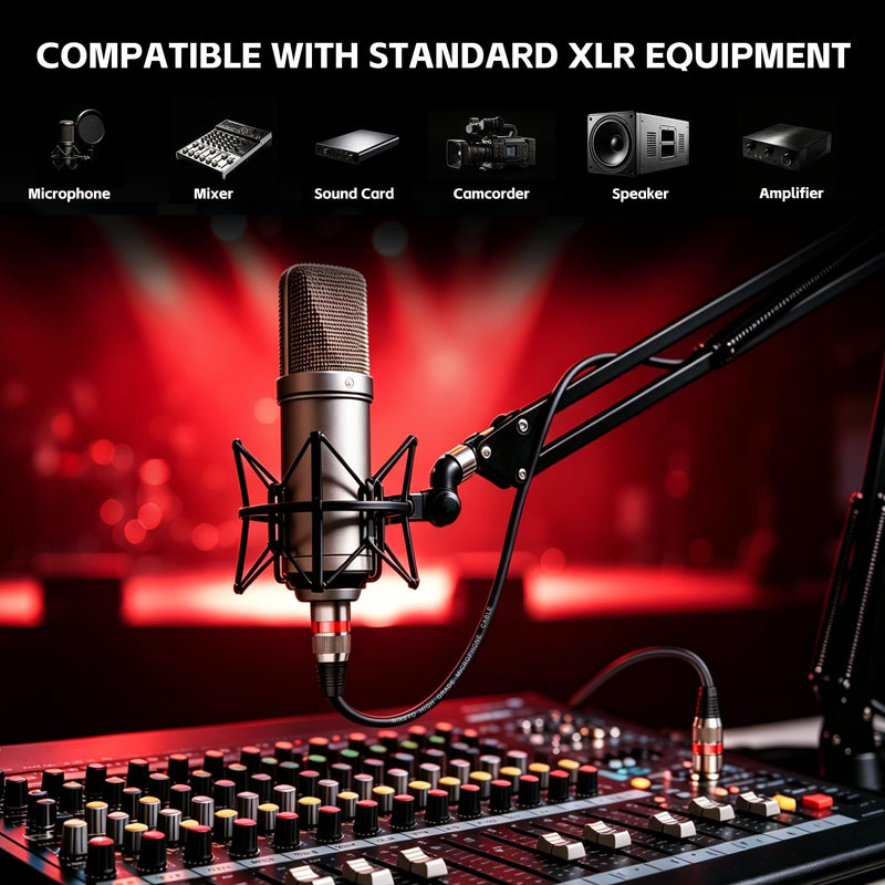 XLR Cables 3FT 6FT 10FT 15FT 25FT 50FT 100FT, Shielded Microphone Cable | All Copper Conductors Mic Cord for Studio Recording, Live Sound & Performance, Home Karaoke and Podcasting- 1.5ft