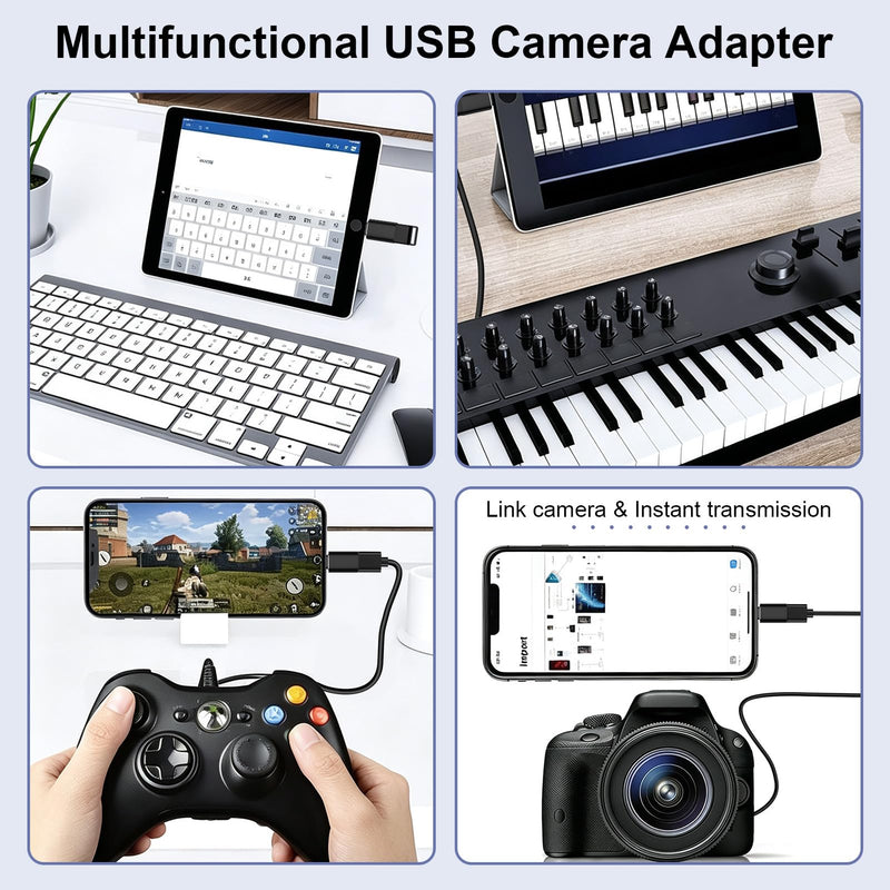 2 Pack Lightning Male to USB Female Adapter OTG &2 Pack USB to USBC Adaptor | Compatible for iPhone 17e/17 Pro Max/16/15/14/13/12,OTG Cable for Camera,3.0 Mouse,Keyboard,Hub,Midi Port Adaptad Connector
