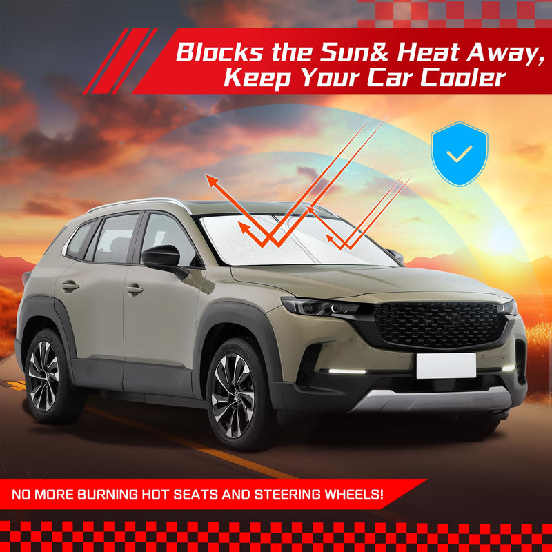 ARISMOTOR Windshield Sun Shade for Mazda CX-50 2023-2025 2026, Custom Fit Foldable Front Window Sunshade Sun Visor Protector, Block UV Rays Keep Your Car Cooler for Mazda CX-50 2023-2026