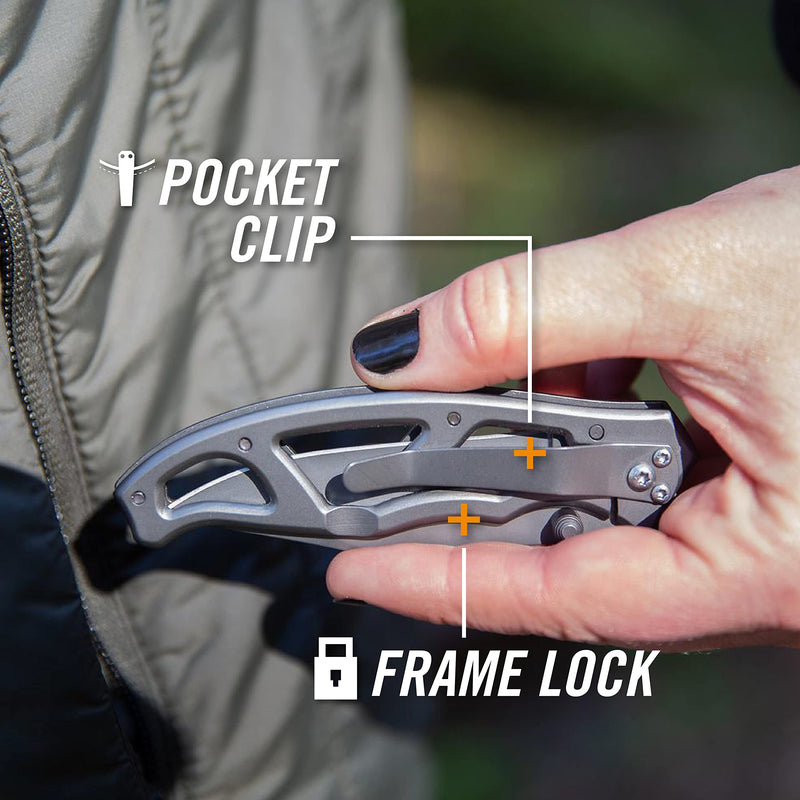 Gerber Gear Paraframe I EDC Folding Pocket Knife with Clip, 3" Fine Edge with Safety Frame Lock, Stainless Steel 3" Paraframe I (Fine Edge - Stainless Steel)