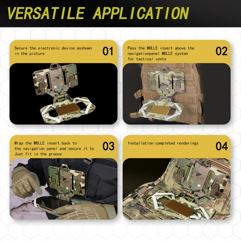 Tactical Phone Holder, Chest Phone Mount for Plate Carrier – MOLLE Compatible Universal Phone Holster for Screen Size 4.7"-6.7", Tactical Vest Attachment for Hunting, Duty, Hiking (Camo Green)