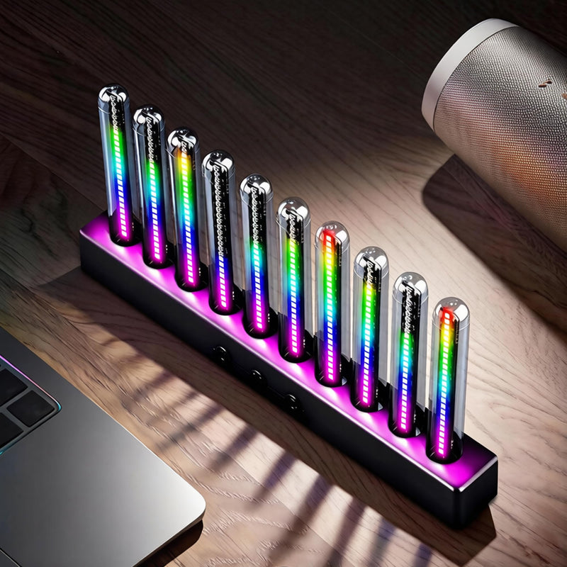 Audio Visualizer Gadget Rechargeable RGB Sound Activated Light Bar, 250 Pixels Music Spectrum Analyzer Display Car Interior Lights Ambient with Game Room Decor for Boys Unique Gifts (E2-Rechargeable) E2-Rechargeable