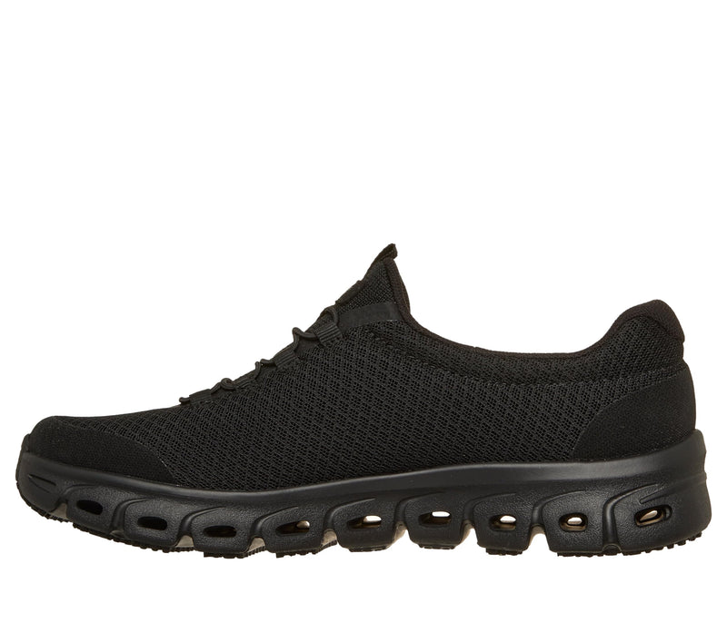 Skechers Women's Mesh Bungee Slip-On Sneaker with Glide-Step Slip Resistant Outsole 8 Black