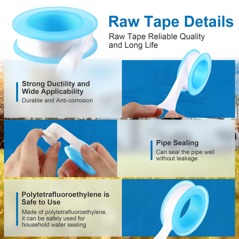 6 Pieces RV Hot Water Heater Drain Plug with Tape, 1/2 Inch NPT Drain Plug White Plastic Drain Plug, Compatible with RV Camper and Atwood Water Heater 11630 91857