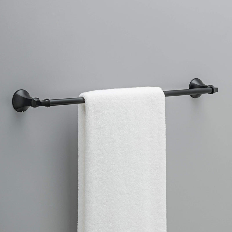 DELTA FAUCET Rubber Limited 76424-BL Ashlyn 24-in Wall Mount Towel Bar Bath Hardware Accessory in Matte Black