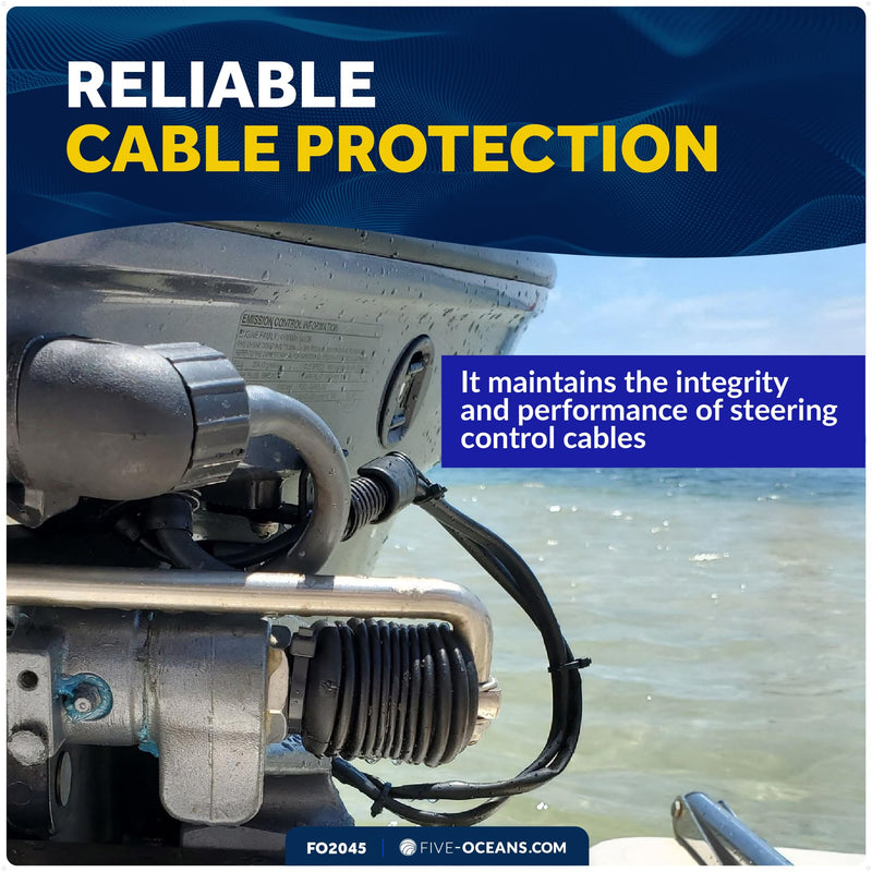 Five Oceans 8-inch Steering Cable Boot - Line Steering Cable Boot with 1-Inch Entrance End Opening and 3/8-Inch Exit End Opening - Molded Rubber - FO2045