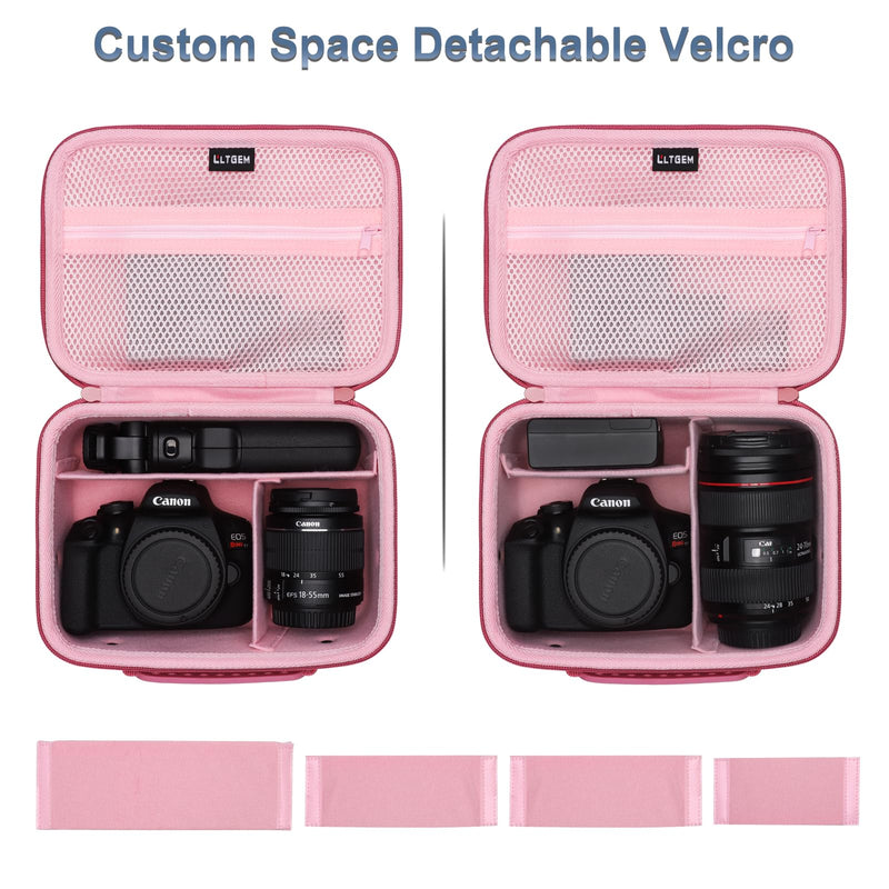 Small Camera Case Bag for Canon EOS Rebel T7/R50//R100 DSLR Camera Rosein | Hard Carrying Travel Case for Canon EOS Rebel T7/R50//R100/R6 Mark II/R8/R6 Mark III/R50 V/T6/R10/R5 Mark II DSLR SLR Camera Magenta+Pink Small