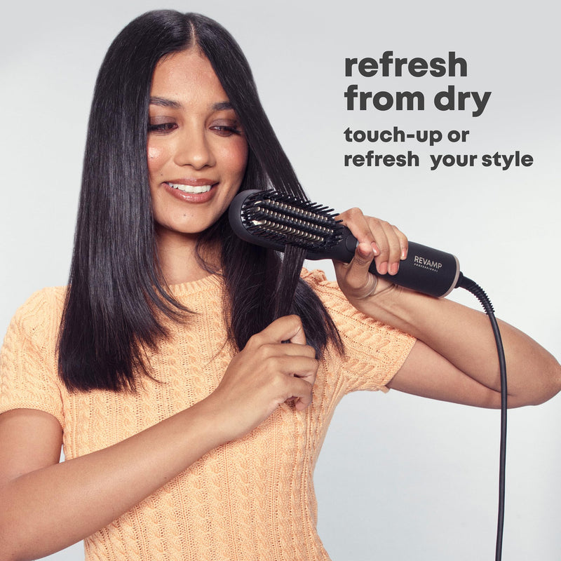 REVAMP Deepform Hair Straightener Brush - 2 in 1 Dry & Style, Ceramic | Heated Styler, Hot Air for Wet Hair, Hot Brush for Dry, Smoothing, Salon Professional Shine Oils Air Styler