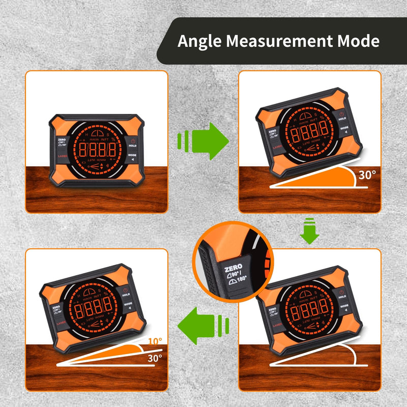 Digital Magnetic Angle Gauge with Laser, (Class 2, 1mW Power Output) 3-in-1 Mini Angle Finder, Rechargeable Digital Level with Backlit LED Display, Inclinometer Protractor for for Woodworking Orange