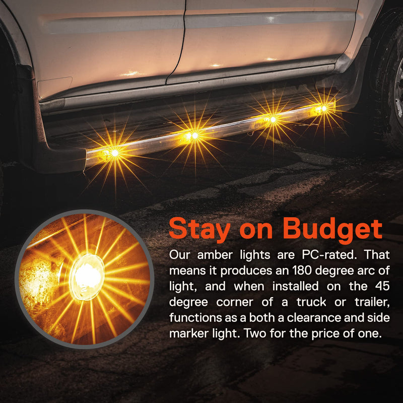 TRUE MODS 10pc 3/4" Inch Round Amber Trailer 12V LED Marker Light [DOT FMVSS 108] [SAE P2PC] [Semi-Spherical Output] [IP67 Waterproof] [Bullet Style] Small Clearance Marker Lights for Trailer Truck RV 10 pack Amber (Standard)