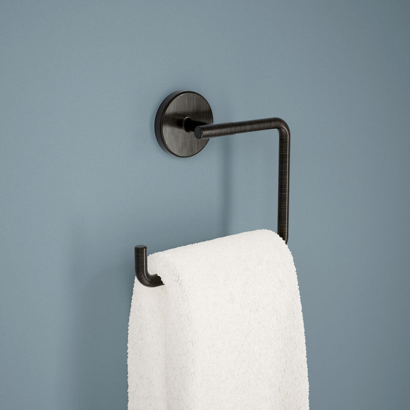Delta Trinsic (1-Pack) Hand Towel Holder Venetian Bronze Towel Racks for Bathroom Wall Square Towel Ring Holder for Bath Towel Hanger for Kitchen, Bathroom Accessories 759460-RB