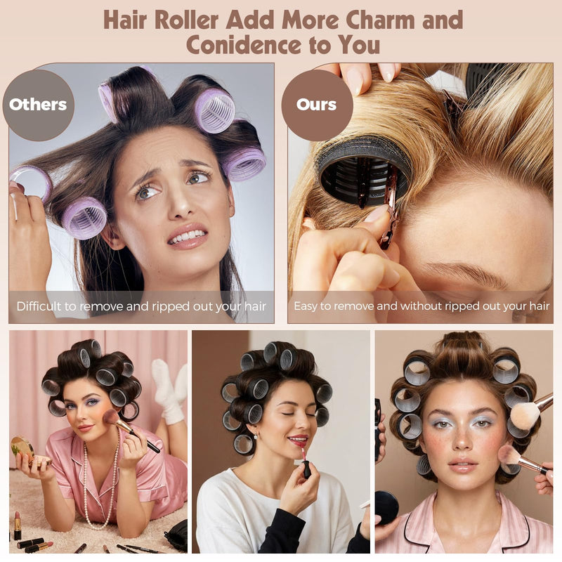 50PCS Hair Rollers, Hair Curlers Velcro Rollers 4 Sizes 60mm 48mm 36mm 25mm with 24 Clips Curlers Rollers for Long Medium Thick & Fine Hair DIY Styling