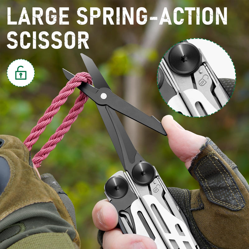BIBURY Multitool Pliers Pro BI2045, Foldable Multitools with Replaceable Wire Cutters and Saw, Stainless Steel Multi Tool w/Upgraded Scissors and Screwdriver Set, Ideal for Camping, Hiking, Survival Black