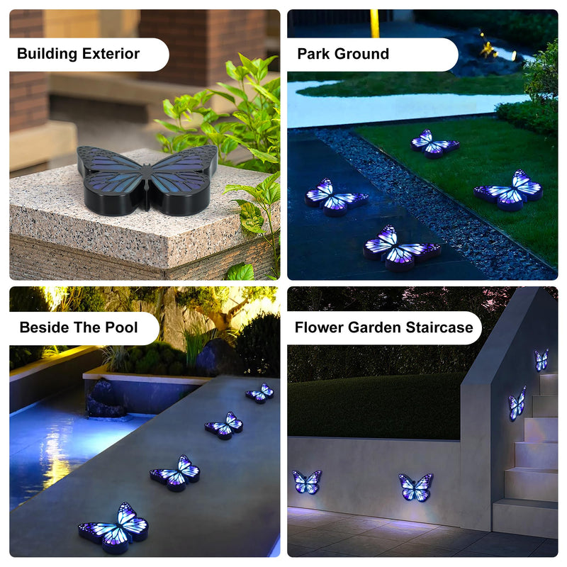 Ground Lights, Equipped with 4 Solar Lights for Outdoor Waterproofing, 14 LED Solar Landscape Lighting, Suitable for Gardens, courtyards, terraces, corridors, Lanes, and walkways (Blue) Blue