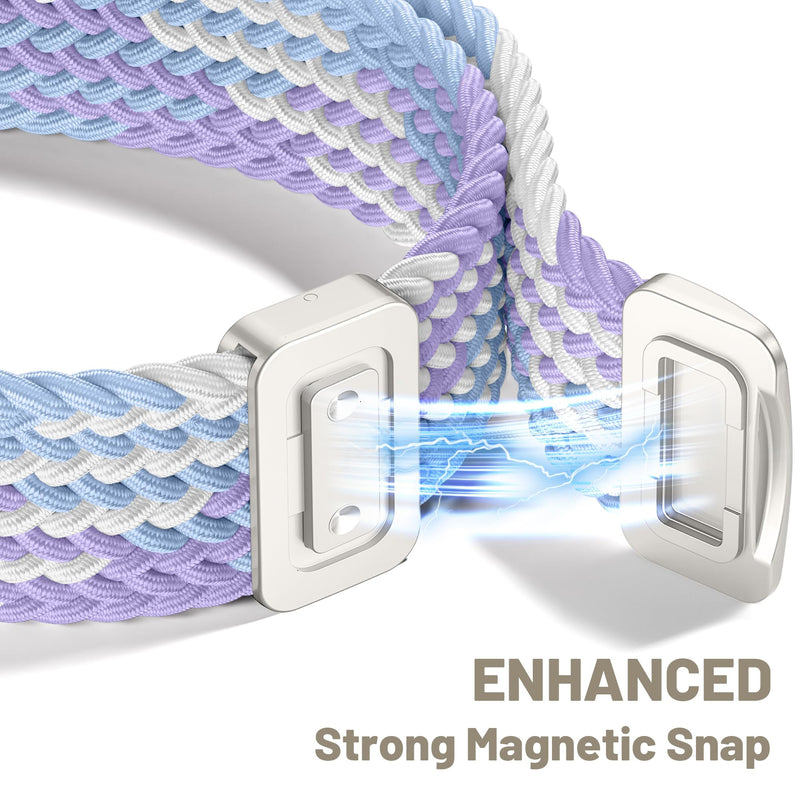 DaQin Nylon Magnetic Band for Samsung Galaxy Watch 9 8 40mm 44mm 46mm | Soft Breathable Nylon Braided Magnetic Band for Women Men, Stretchy and Adjustable, Ideal for Casual, Office, Workout, Sleep Violet