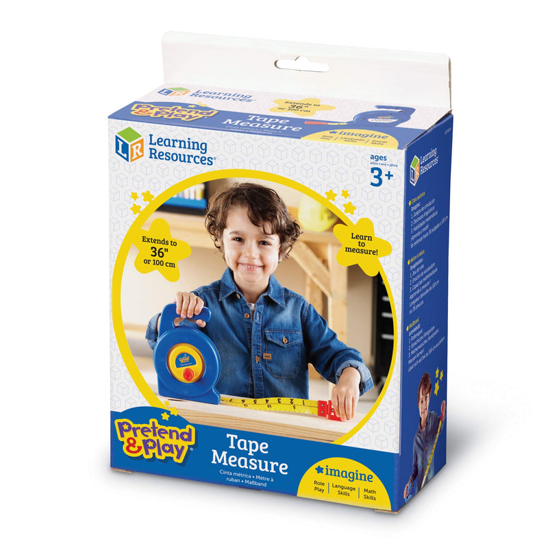 Learning Resources Pretend Play 3" Long Tape Measure - Kids Construction Toys, Preschool Activities, Pretend Play For Toddlers , Height Measurement Counting Tool, Fine Motor Skills, Homeschool Tape Measure, 3 Feet