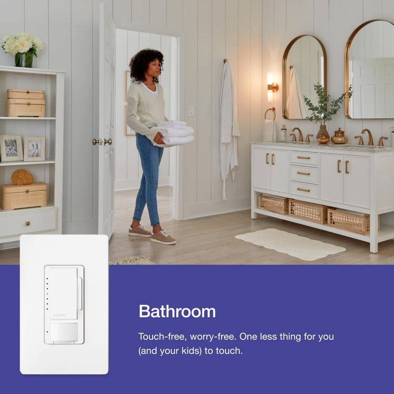 Lutron Maestro Motion Sensor Dimmer Switch for Bathroom, Garage, Laundry Room, and Closet, Occupancy and Vacancy Sensor, Single-Pole/Multi-Location, No Neutral Req, MSCL-OP153M-BR, Brown 1 Pack