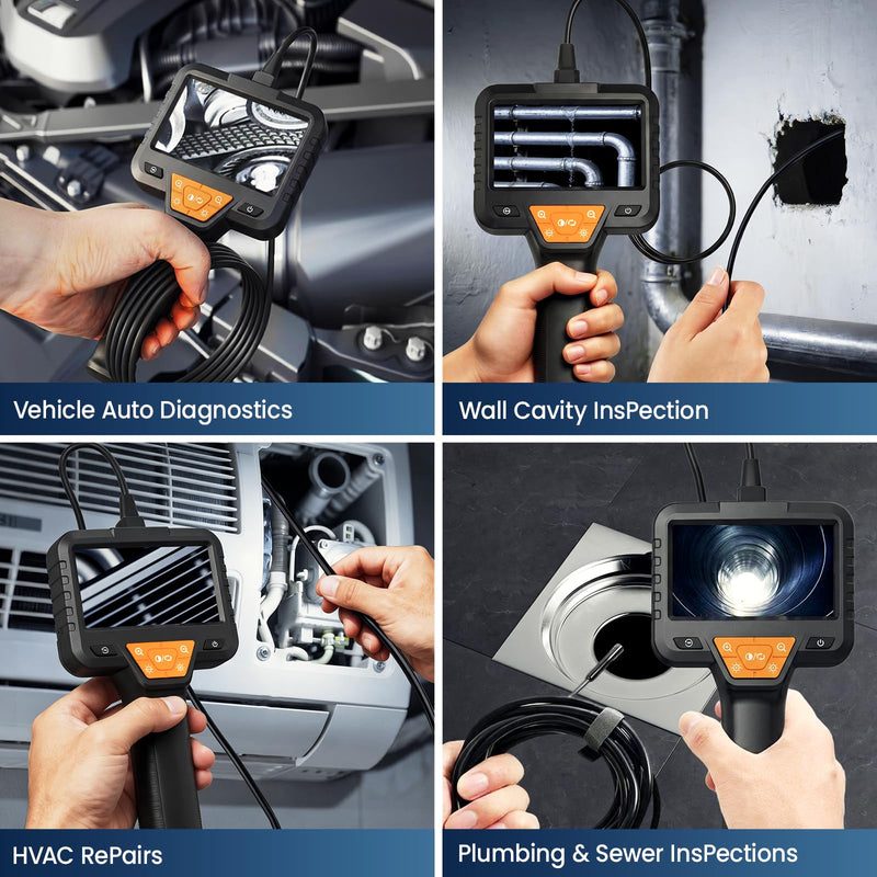 50FT Endoscope Camera with Light -IP67 Waterproof Borescope Inspection Camera with 4.3" IPS Screen, 1080P HD Sewer Tools with 8 Adjustable LEDs, Snake Cameras for Father's Day 50ft