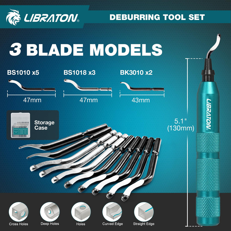 LIBRATON Deburring Tool, Countersink Hand Reamers, with 10 HSS Blades, 360 Degree Swivel Deburring Tool for Metal, Resin, PVC, Copper, Plastic, Wood, Deburring Tool 3d Printing, Chamfering Reamer Tool