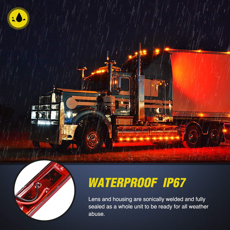 Nilight - TL-32 2PCS 3.9Inch 3 LED Truck Trailer Red Light Front Rear LED Side Marker Lights Clearance Indicator Lamp Rock Light Waterproof Sealed Surface Mounted Red 2Pcs Trailer Light