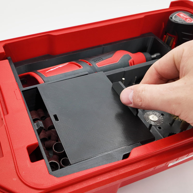 Tidy Tool Liner for M12 Rotary Packout Organizer with Drawer and Bit Storage for Milwaukee Packout Compact Tool Box- Battery, bits, and Blade Storage- Liner Only