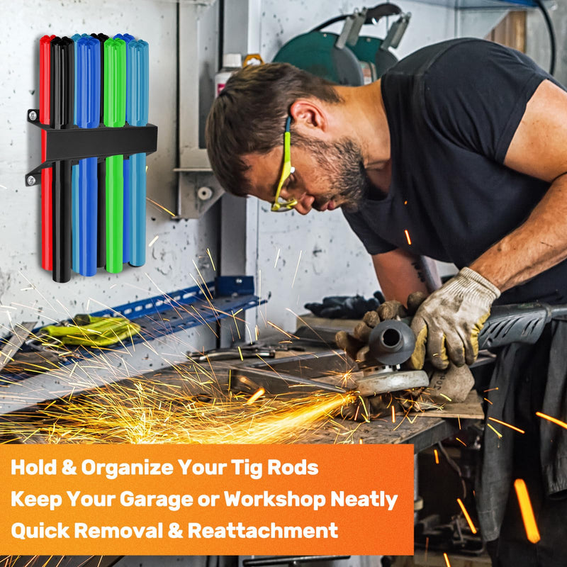 DoubleFill 8 Slot TIG Welding Rod Holder Storage Tubes Rack Welding Filler Rod Tubes Organizer Wall Mount Container Shelf for Welder Table