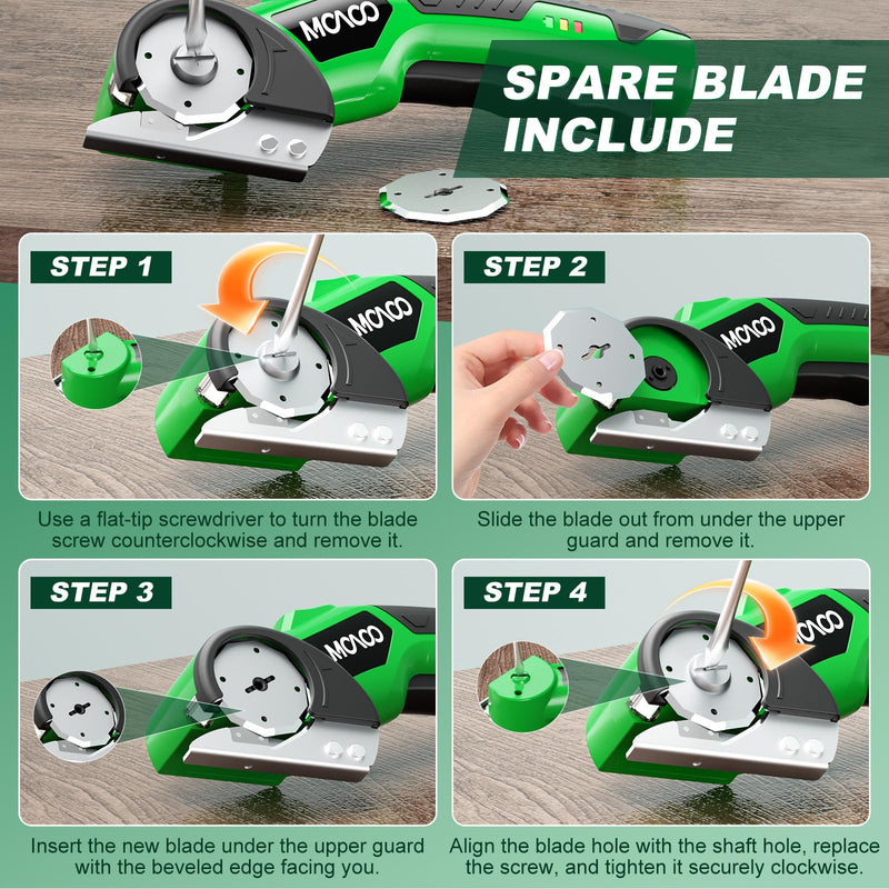 Cardboard Cutter, Rechargeable Cordless Electric Scissors, Upgrade 4V Electric Box Cutter with 2 Blades, Safety Lock & LED Light, Powerful Cutting for Cardboard Box, Plastic, Leather, Fabric