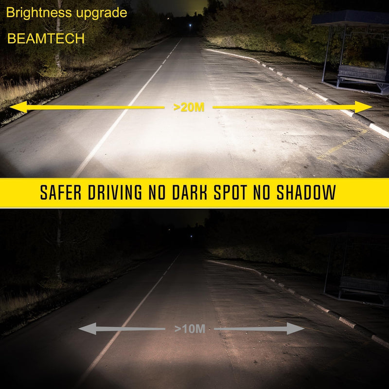 BEAMTECH H-4 Bulbs, S1 Series 900-3 Fanlsess 300% Brighter 6500K White Fog Light, 2 Bulbs H4(9003)