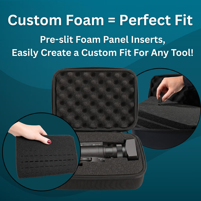 caseling 9.5" x 7.5" x 4.75" Hard Case with 3-Layer Pick and Pluck Foam | 3 pre-scored foam layers, TSA compliant travel case, rigid EVA shell, electronics and tech gear bag, smooth zippers 9.5" x 7.5" x 4.75"