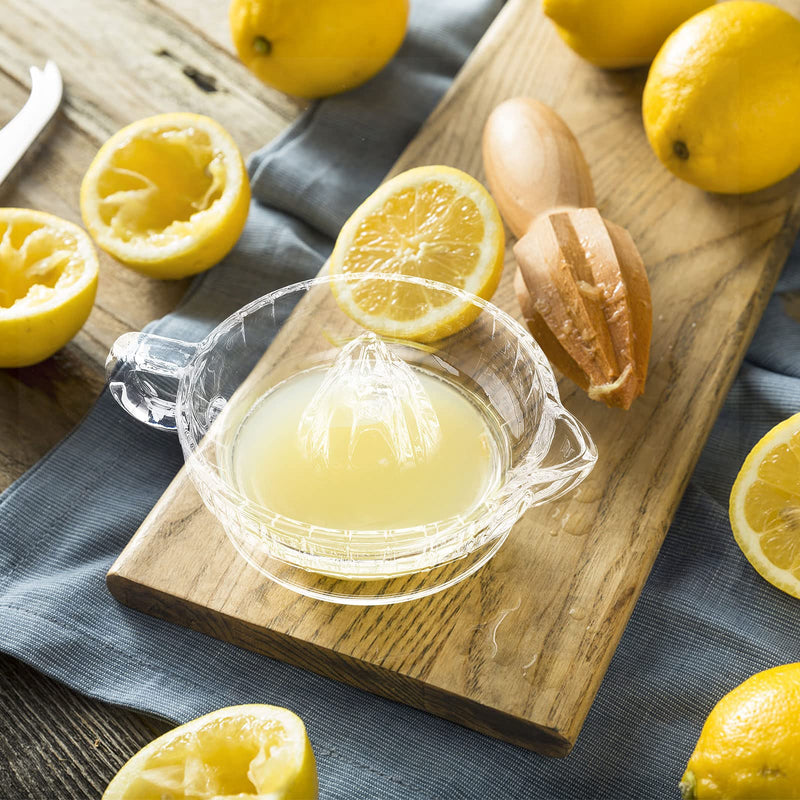 Glass Lemon Squeezer, Citrus Juicer Manual Hand Squeezer with Handle and Pour Spout, Clear Lemon Manual Extractor Small Handheld Orange Juicer