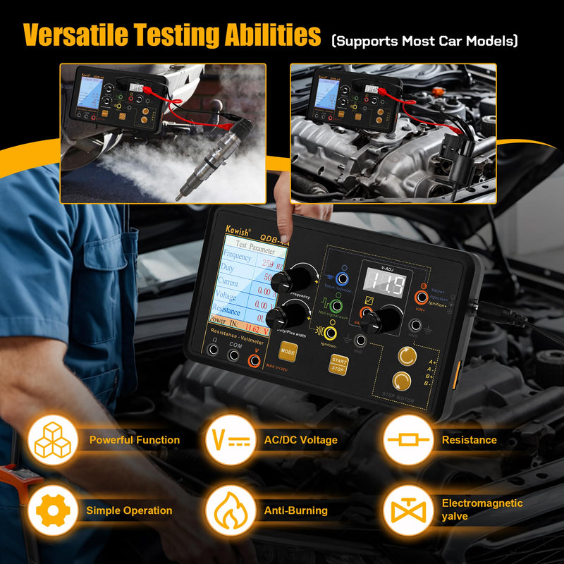  [AUSTRALIA] - QDB-4A Ignition Coil Tester, Automobile Actuator Drive Detector, Drive Fault Tester for Test Including Injector Solenoid Valves Idle Stepping Instrument Urea Pump Motors Driver Treasure