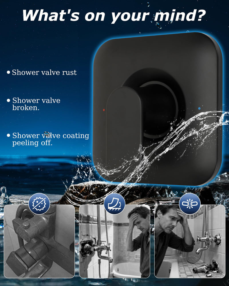 2026 Upgraded T2471BL Genta Matte Black Moen Shower Handle Replacement for T2471BL Moen Trim Kit, Durable Solid Metal Lever Handle, Fits 2510 2520 2570 2590 Valves, No Corrosion(Valve Not Included)