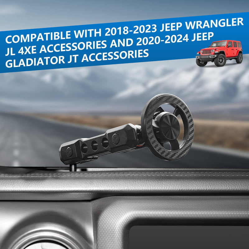 sukemichi Phone Mount for 2018-2023 Jeep Wrangler, Dashboard Phone Holder Dash Mount for Jeep Wrangler JL JLU 4XE Jeep Gladiator JT Accessories, Magsafe Phone Mount Fit 8.4" Screen
