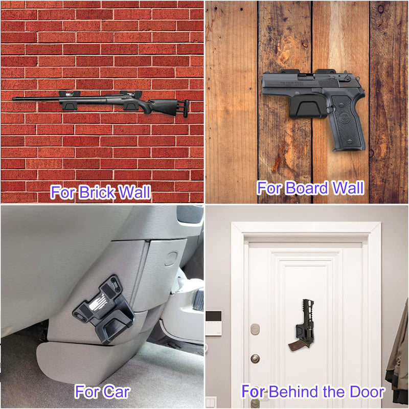 Upgrade Gun Magnet Mount with Safety Trigger Guard Protection for Most Guns, Magnetic Gun Holder Easy Conceal for Car, Safe, Vehicle, Desks, Walls, Handgun Rifle Shotgun, Revolver Magnetic Gun Mount - 2 PACK