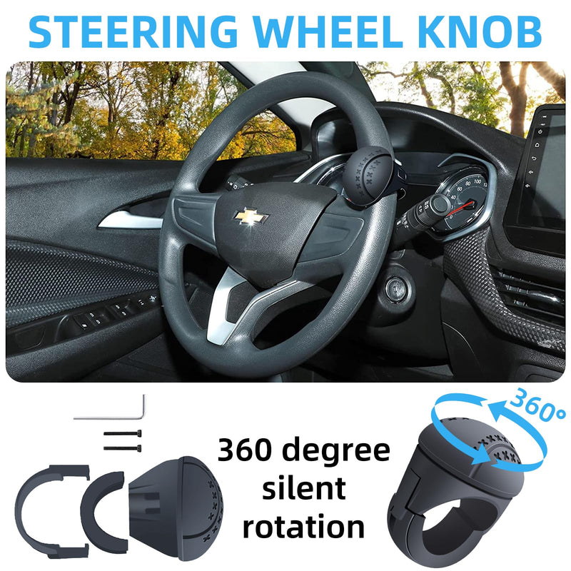 KRT New Generation Silicone Steering Wheel Knob, Anti-Slip Boat Steering Wheel Knob, Universal for Cars, Trucks, Boat, Tractors(Black) KRT-SWK1B