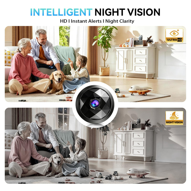 4K Indoor Mini WiFi Hidden Camera:with Motion Alerts&Night Vision(black) | Mini spy camera for home, Wireless Nanny cam Works with APP control,Free Cloud Storage black