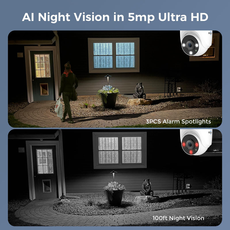 Hiseeu 5MP Analog Wired Security Camera,TVI/AHD/CVI/XVI 2560TVL Dome Comera for 5MP Analog Security Cameara System,Clear Night Vision up to 100ft, Wall& Ceiling Mount Remote Access