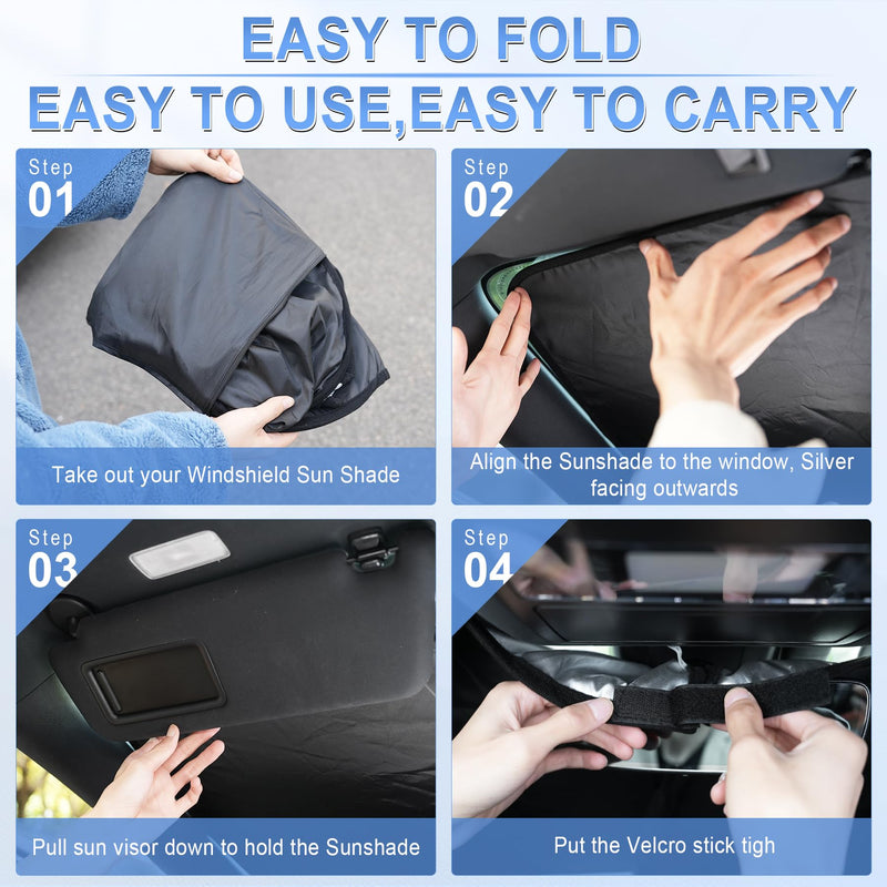 SINGARO 300T Universal Car Windshield Sun Shade, Foldable Reflective for Windshield & Window Shades with Overlapping Design, Car Interior Accessories (55" L x 26.7" W) Standard