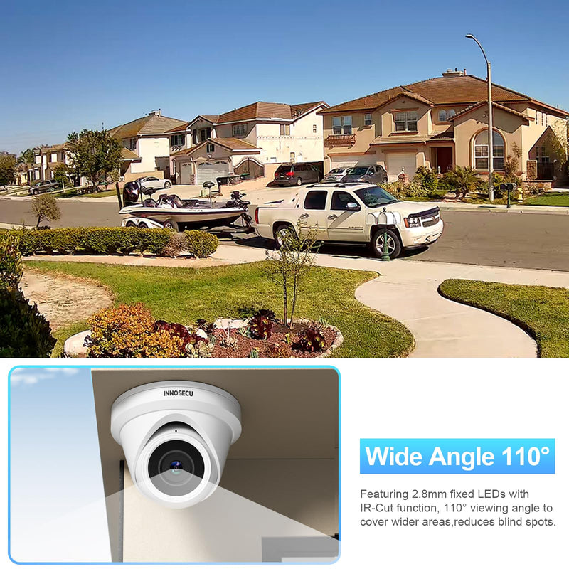 UltraHD 8MP PoE Camera, Security IP Dome Camera Outdoor Indoor, IP67, Built-in Mic, 2.8mm Lens Wide Angle 110°, Night Vision 100ft, Face Detection, Human&Vehicle Detection, IND8BR93A 8MP WHITE