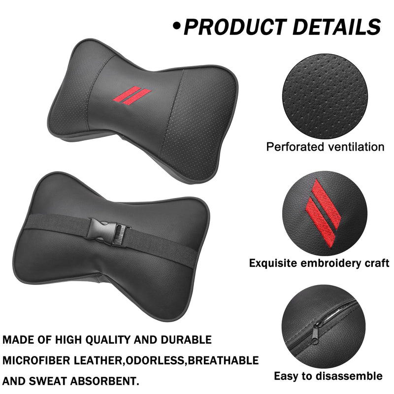 YOSRTER 2 PCS Neck Pillow for Dodge Charger Challenger Durango Journey Universal Fit to All Dodge Comfortable Soft Driving Seat Headrest Pillow Removable Neck Support for Dodge Accessories（Red Trim） Red Trim