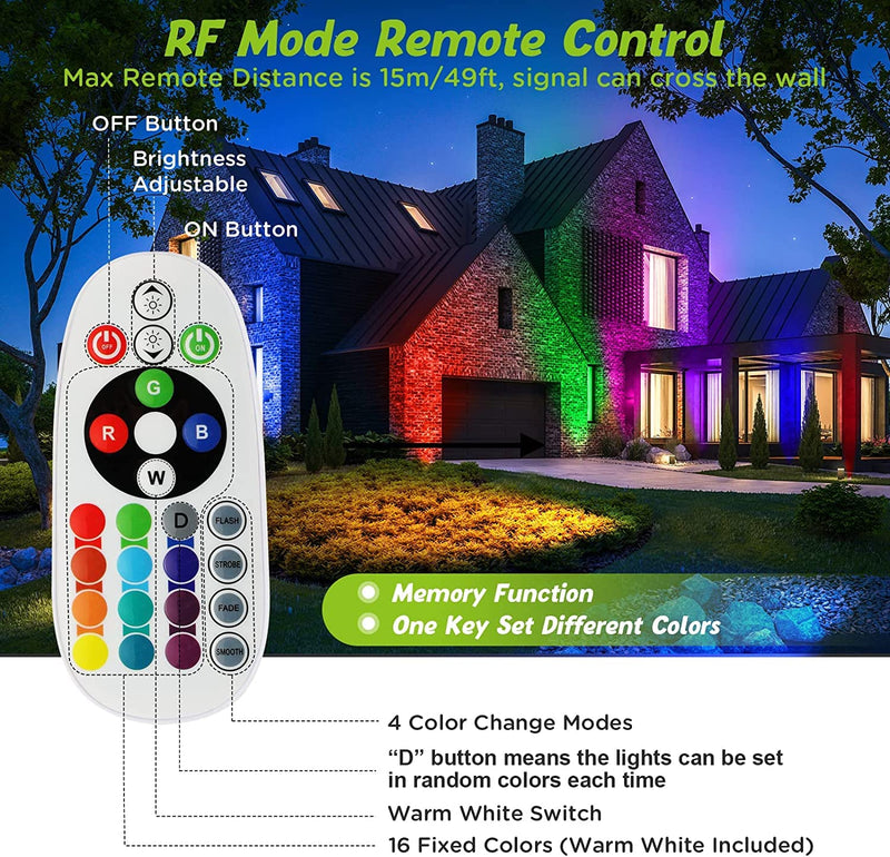 Junview Low Voltage Landscape Lights Halloween 10W RGBW Warm White LED Well Landscape Lighting Waterproof Outdoor 12V-24V Pathway Deck Ground Garden RGB Christmas Well Lights (2) 2