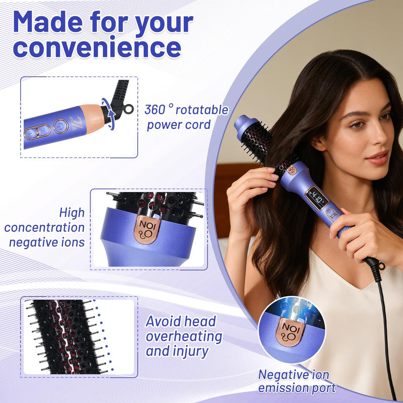 Infrared Thermal Brush,Blowout Look,1.5 Inch Heated Round Brush | Negative Ion,Infrared,Dual Voltage,Ceramic Coating,5 Temperature Settings,Less Damage,Lightweight