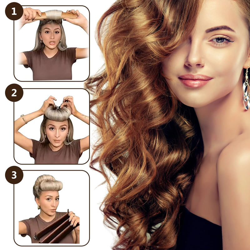 Heatless Curlers,Heatless Curling Rod,Overnight Hair Curlers,Heatless Curl | Rods Hair Rollers,Sleep In HeatlessCurlers,No Heat Curler Roller for Big Waves, Soft Velvet Thick Flexi Rods (3 Pcs)