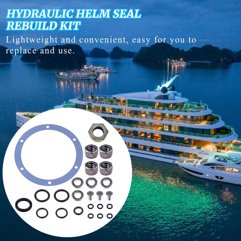 25 Pcs Hydraulic Helm Seal Rebuild Kit Fit for SeaStar BayStar HS5176 HH-5271 5272 5741 5742 Replacement Repair Kits Nuts Screw Caps Sealing Washers O-rings Flat Washers Countersunk Screws