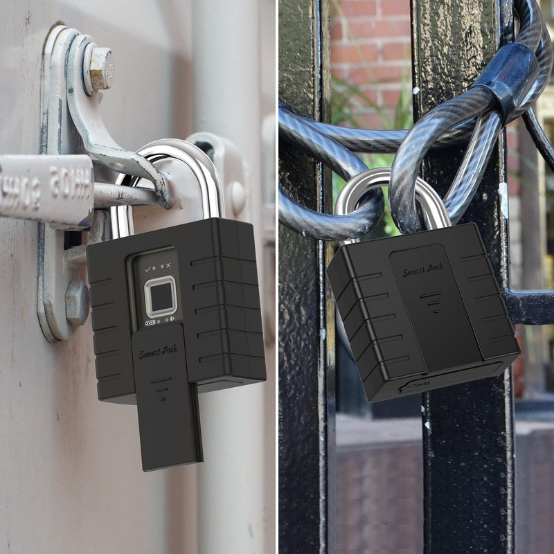 Smart Padlock with Keys, Heavy Duty Fingerprint Padlock, Remote Authorization via Phone, with Rest Key and 2 Keys,Waterproof Padlocks for School Locker,Truck,Warehouse,Gate,Office,Door