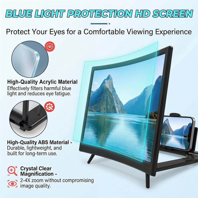 16" Screen Magnifier for Smartphone,3D HD Screen Expanders for Movies, Videos,and Gaming,Screen Magnifier with Adjustable Angle Design Amplifier Desktop Magnifying,Gift for Mom Dad Men Friends 16