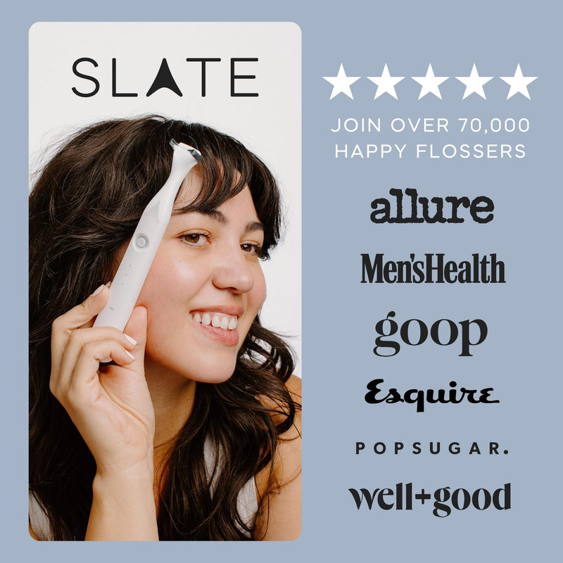 Slate Flosser Refills - Reusable Woven Floss, PFAS-Free, Non-Toxic Dental Floss | Fits Slate Electric Flosser w/Tongue Scraper & Gum Sweeps | 20-Pk Pink Thin Floss Heads Smooth Floss Heads 20ct