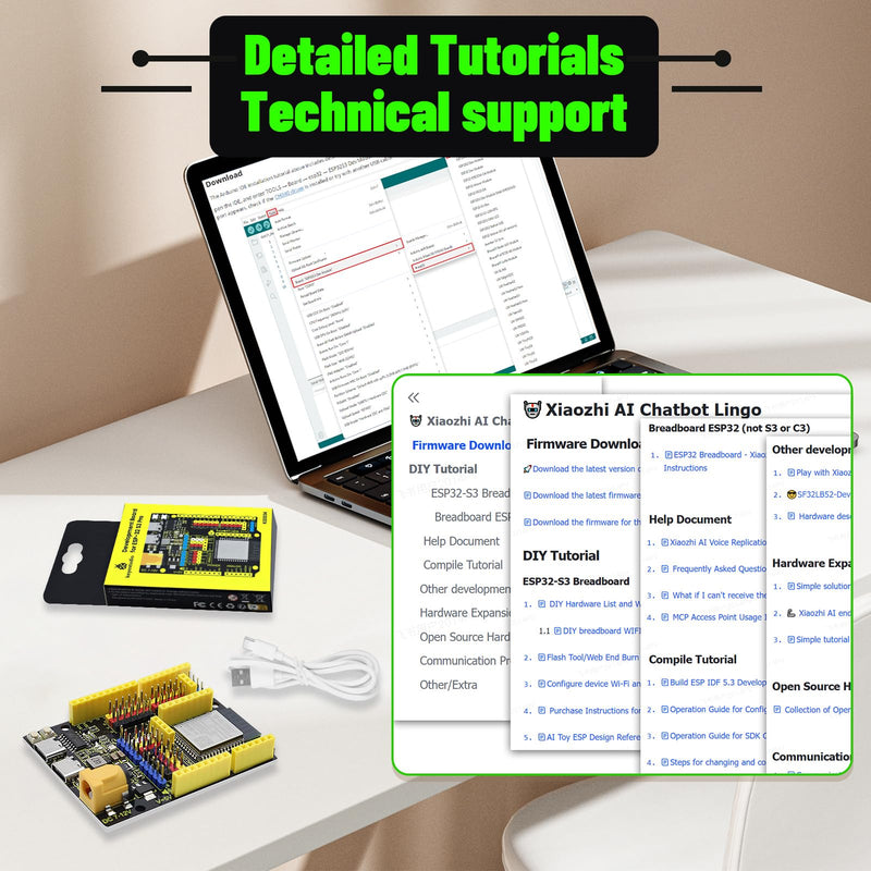 KEYESTUDIO ESP32-S3 PRO Development Board 16MB Flash 8MB PSRAM MicroSD Slot 1.5A GPIO Breakout Dual Type-C, Tutorials for IoT, AI & STEM Education